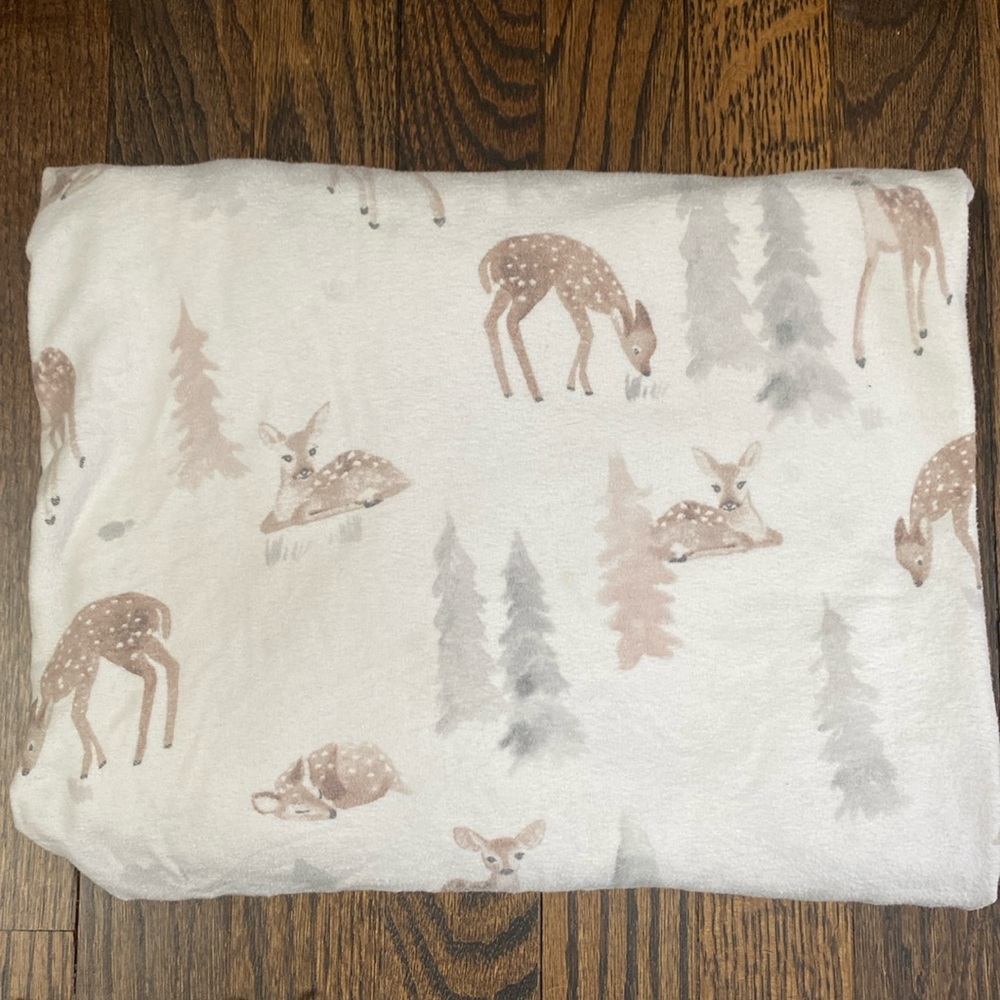 Winter deer fitted crib sheet by Pottery Barn Kids